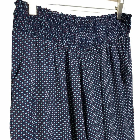 Aerie M elastic waist blue dotted pull on palazzo pants - Picture 4 of 8